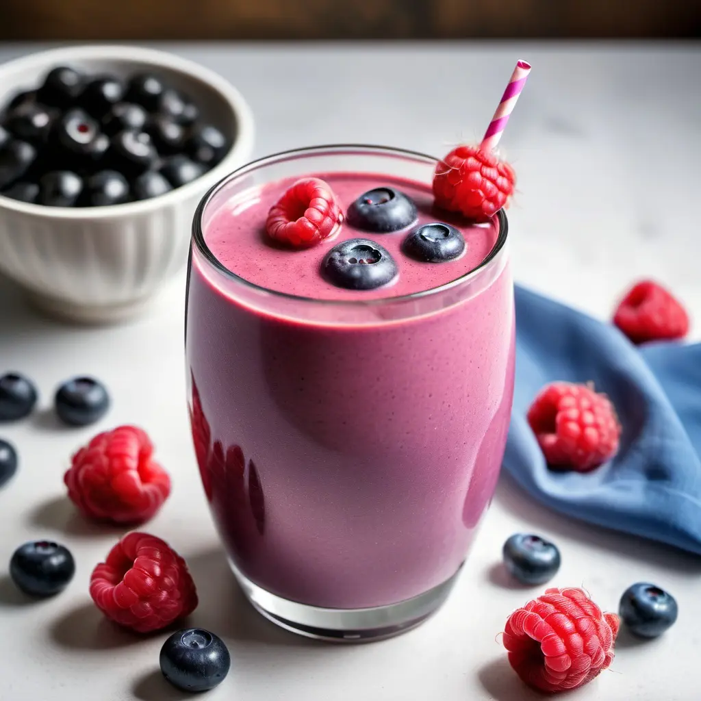 A glass of Blueberry Raspberry Smoothie